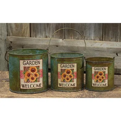 Homegifo 3/set Sunflower Metal Buckets