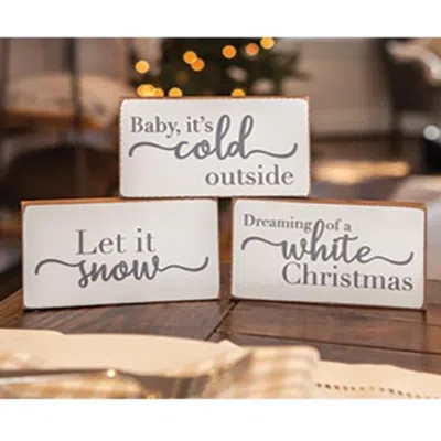 Homegifo White Christmas Wooden Block 3 Asstd.