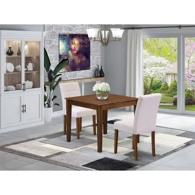 East West Furniture 3 Piece Dining Set Contain A Wooden Kitchen Table