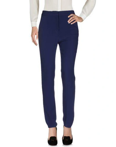 Shop Msgm Casual Pants In Dark Blue