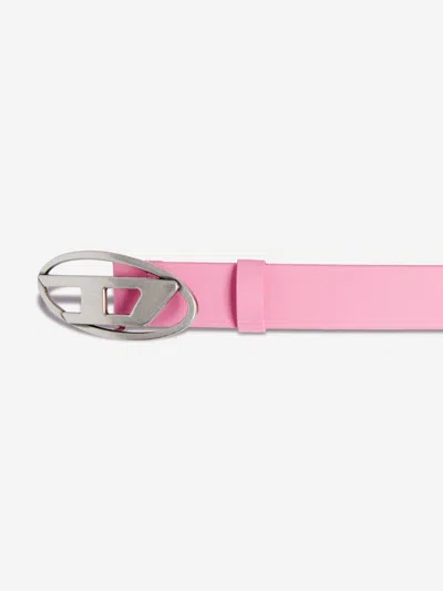 Diesel Girls Leather Oval D Belt In Pink