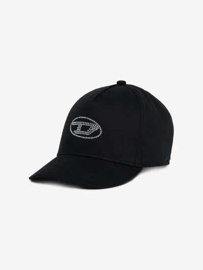 Diesel Oval D Branded Baseball Cap With Studs In Black