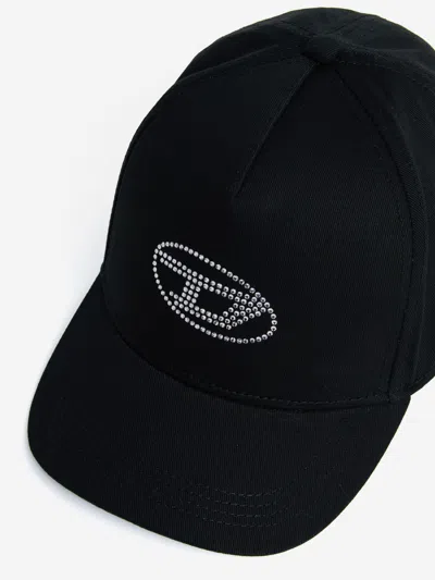 Diesel Oval D Branded Baseball Cap With Studs In Black