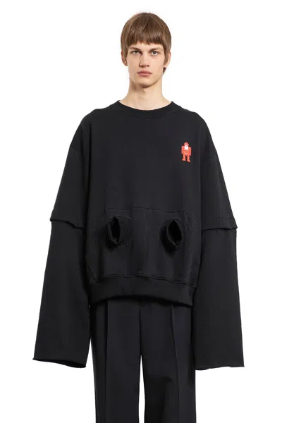 Walter Van Beirendonck Man Black Sweatshirts In Black