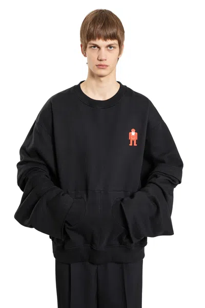 Walter Van Beirendonck Man Black Sweatshirts In Black
