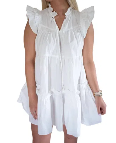 Day + Moon Precious Ruffle Dress In White In White