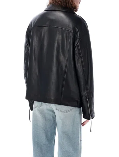 Acne Studios Black Waxy Nappa Leather Biker Jacket In Black
