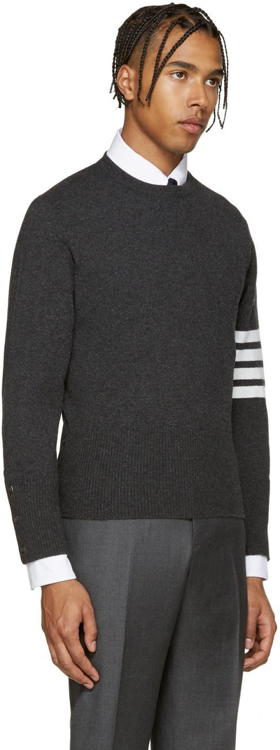 Shop Thom Browne Grey Cashmere Pullover