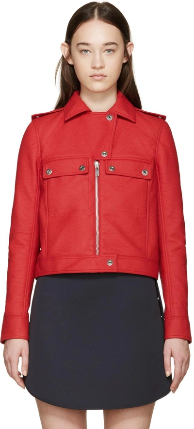 Shop Courrèges Red Faux-leather Jacket