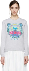Kenzo Tiger Embroidered Cotton Sweatshirt, Grey In 93 Light Grey