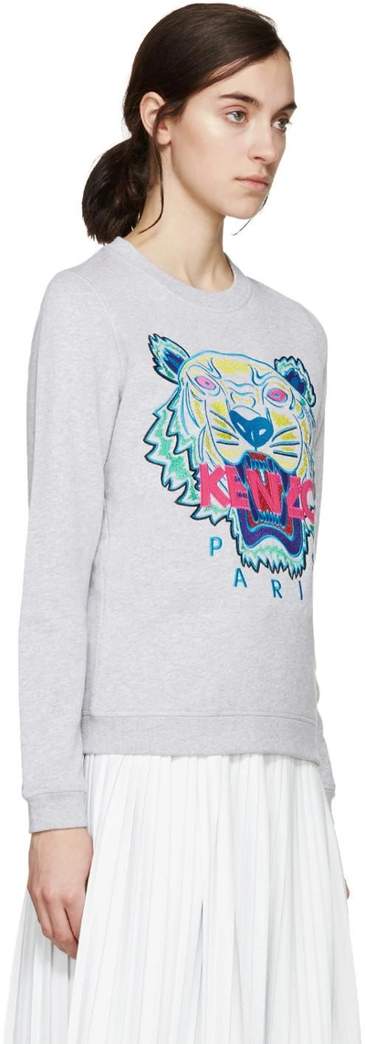 Shop Kenzo Grey Embroidered Tiger Pullover In 93 Light Grey