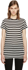 PROENZA SCHOULER Black & Ecru Striped T-Shirt