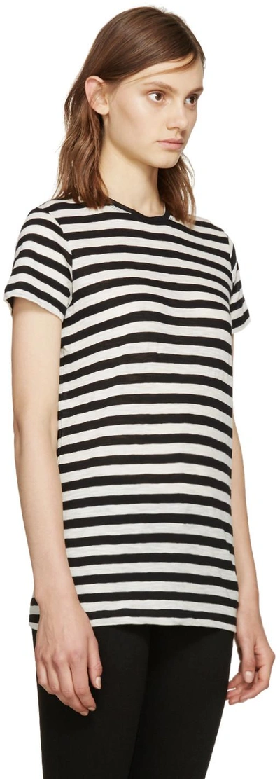 Shop Proenza Schouler Black & Ecru Striped T-shirt