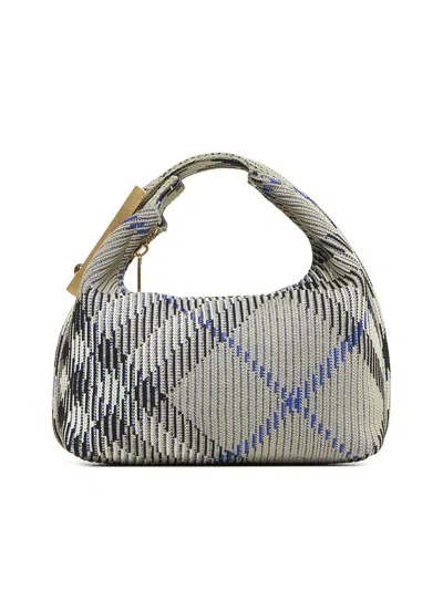 Burberry Mini Peg Check Knitted Bag In Beige