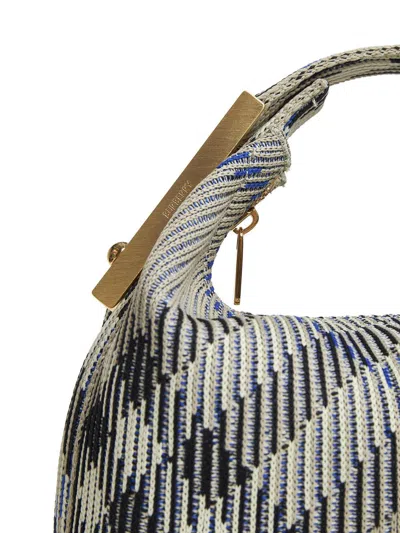 Burberry Mini Peg Check Knitted Bag In Beige