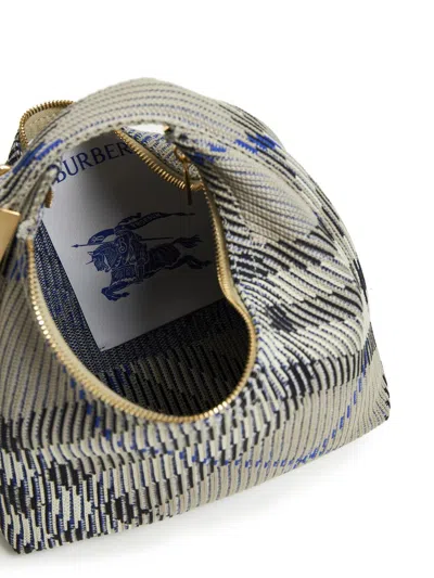 Burberry Mini Peg Check Knitted Bag In Beige