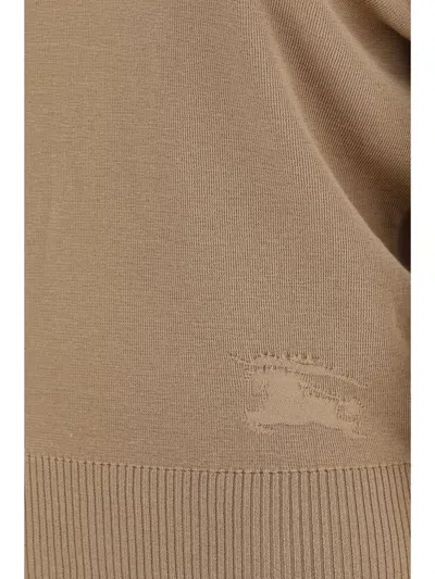 Burberry High-neck Wool Sweater With Logo Intarsia In Buscuit