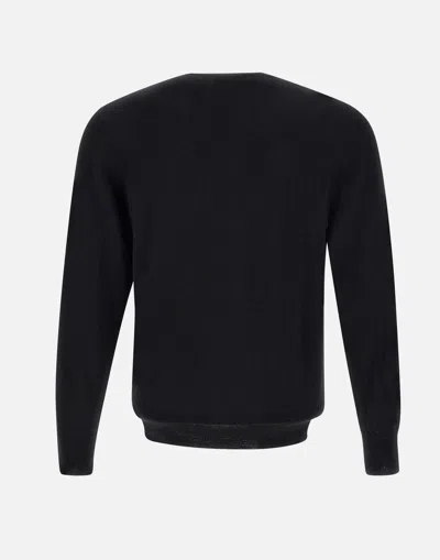 Dsquared2 Wool Crew Neck Knitwear With Red Maple Leaf Emblem In Black