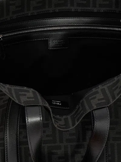 Fendi Structured Monogram Tote Bag With Detachable Strap In Black