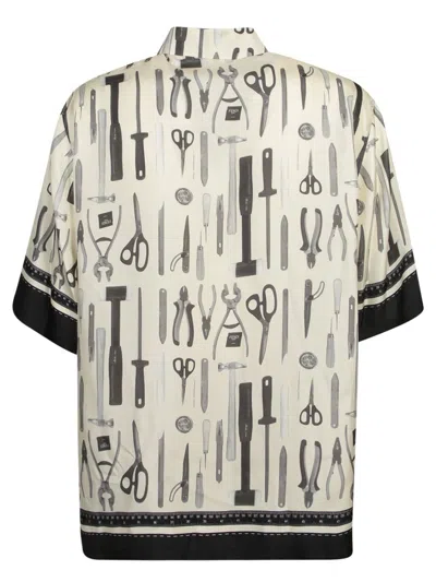 Fendi Multicolor Tools Print Shirt In White