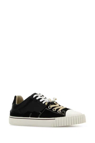 Maison Margiela Black Leather And Canvas New Evolution Sneakers In Black
