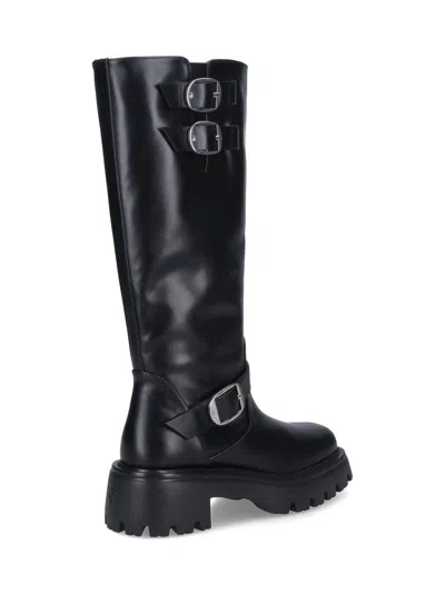 Stuart Weitzman 'emerson' Black Chunky Sole Boots With Logo In Black