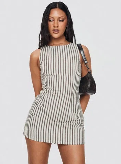 Princess Polly Lower Impact Yumiko Romper In Brown Stripe