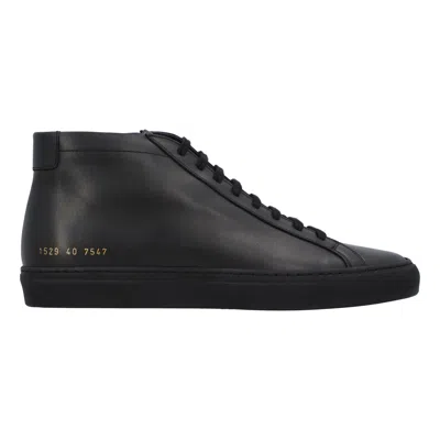 Common Projects Original Achilles High Sneakers In Black Leather In Black