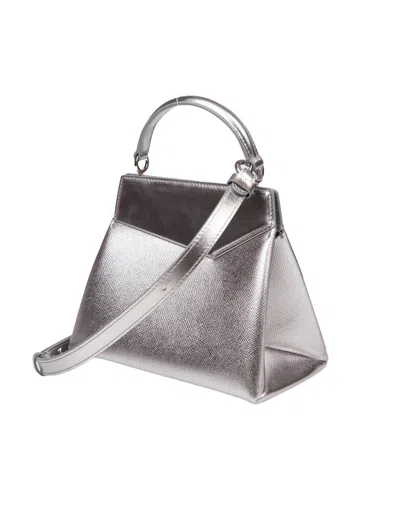 Shop Maison Margiela Snatched Small Handbag In Grained Metallic Leather In Silver