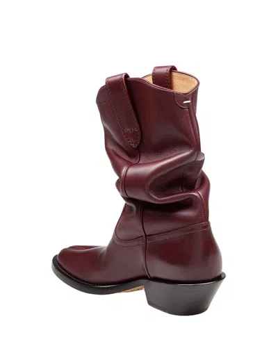 Shop Maison Margiela Tabi Cowboy Boots Made Of Calfskin In Red