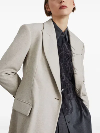 Brunello Cucinelli Wool Coat Peak Lapels