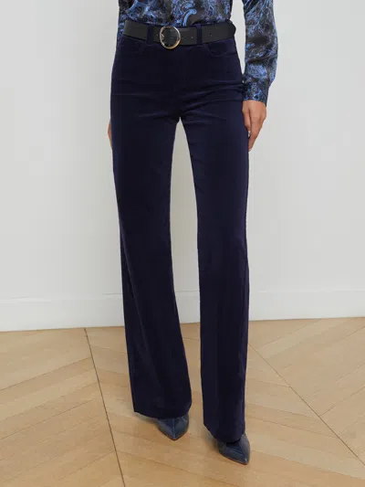 L'agence Clayton Wide Leg In Navy Velvet In Midnight