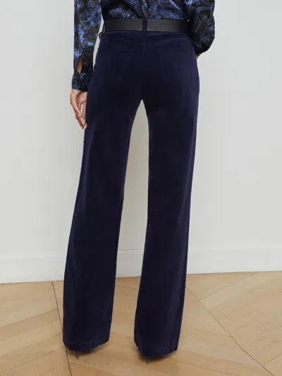 L'agence Clayton Wide Leg In Navy Velvet In Midnight