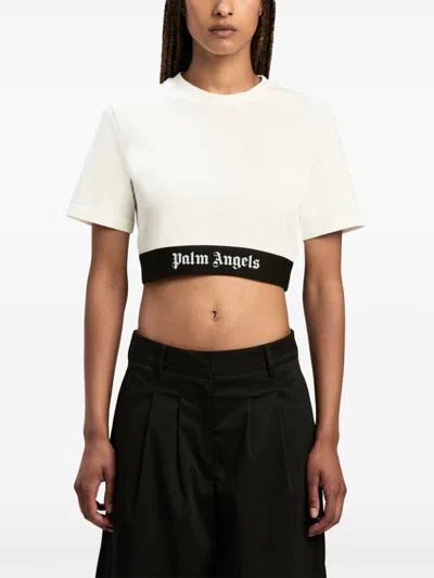 Shop Palm Angels Logo Cotton Cropped T Shirt