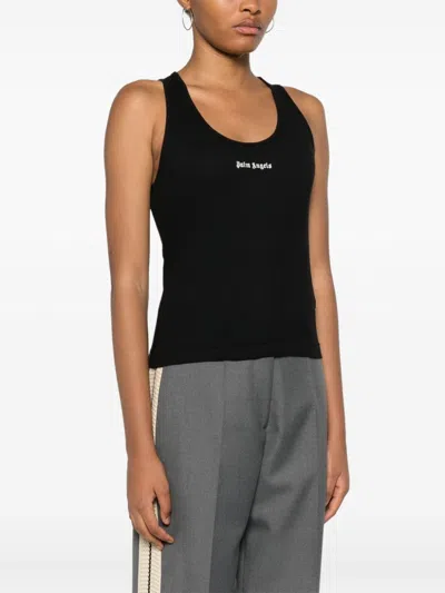 Palm Angels Logo Embroidered Ribbed Tank Top