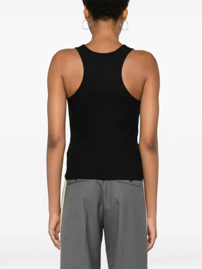 Palm Angels Logo Embroidered Ribbed Tank Top