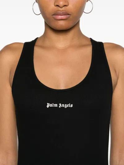 Palm Angels Logo Embroidered Ribbed Tank Top