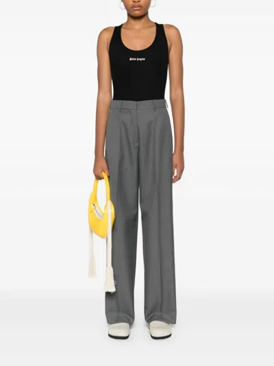 Palm Angels Logo Embroidered Ribbed Tank Top