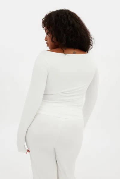 Girlfriend Collective White Ayden Cowl Neck Top