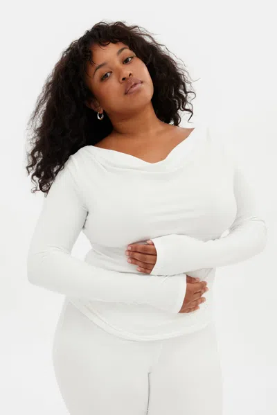 Girlfriend Collective White Ayden Cowl Neck Top