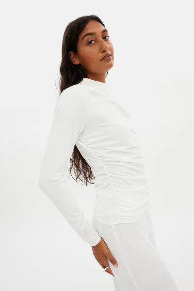 Girlfriend Collective White Taylor Gathered Top