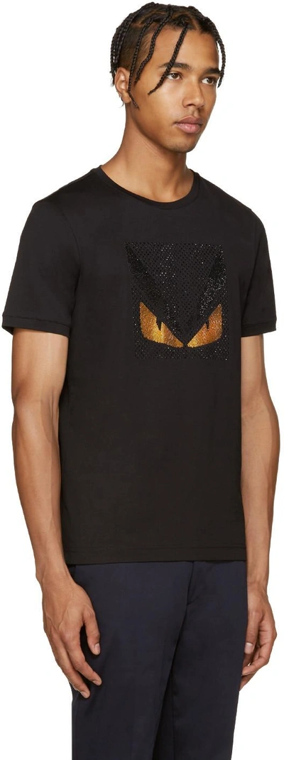 Shop Fendi Black Crystal Monster T-shirt