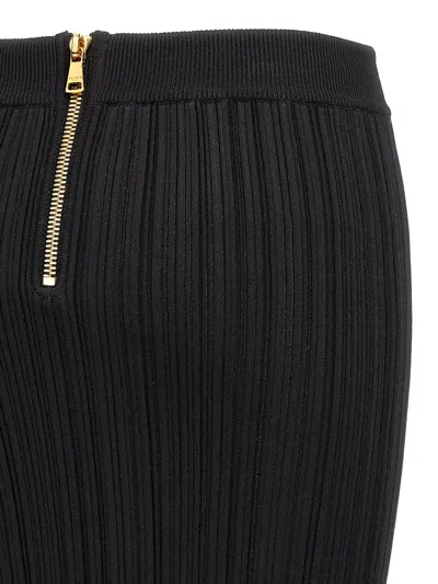 Balmain Pleated Midi Skirt Skirts Black In Black