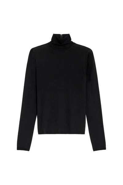 Max Mara Blue Saluto Turtleneck Sweater In Black