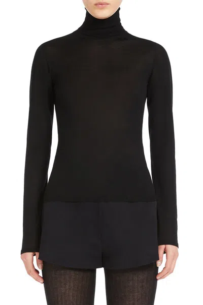 Max Mara Blue Saluto Turtleneck Sweater In Black
