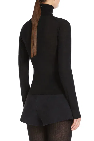 Max Mara Blue Saluto Turtleneck Sweater In Black