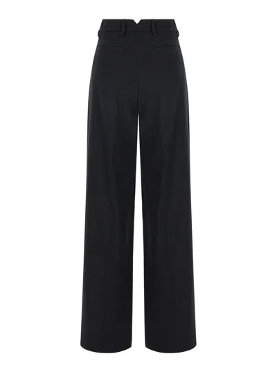 Plain Grey High Waist Pants With Check Motif In Fabric Woman In Black