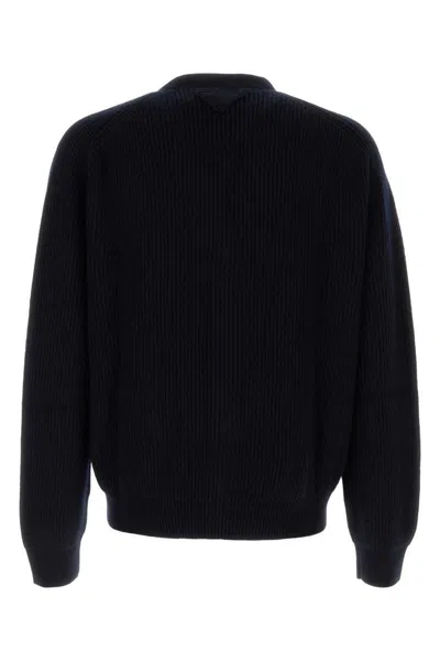 Prada Cashmere Cardigan Luxurious Front Pockets In Blue