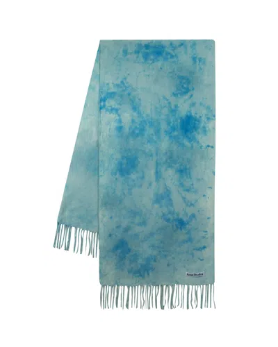 Acne Studios Women Narrow Tie-dye Wool Scarf In Blue