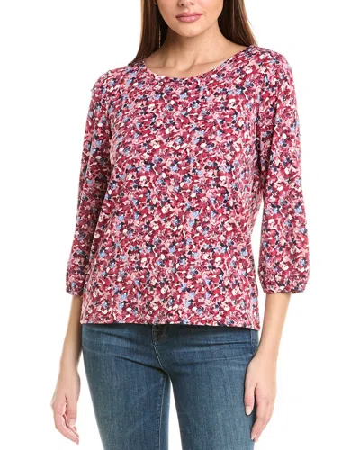 Jones New York Women's Printed Moss Crepe 3/4-sleeve Top In Pink